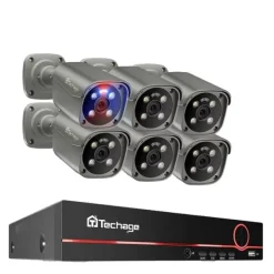 Outlet Sikkerhedssystem, 8 Kanaler, 4K IP Kameraer,Ingen indbygget HDD, 8CH 6Stk 8MP Kamera Sikkerhedsmonitorer & Videokameraer