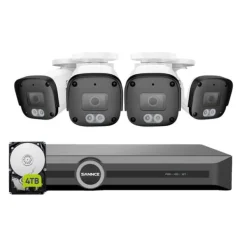 Sikkerhedsmonitorer & Videokameraer^Sikkerhedssystem, 5MP opløsning, menneske- og køretøjsdetektion, natvision op til 30 meter,4STK 4TB