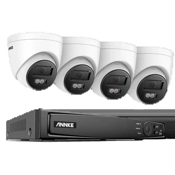 Discount Sikkerhedssystem, Ultra HD opløsning, PoE netværksforbindelse, 8CH NVR 4 stk kamera, Ingen Sikkerhedsmonitorer & Videokameraer