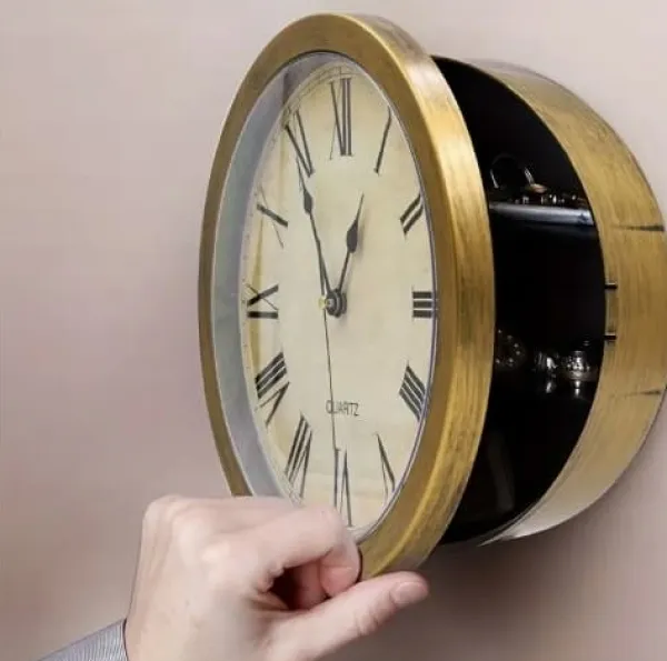 Best Sikkert vægur i vintagestil med skjult opbevaringsplads Pengeskabe