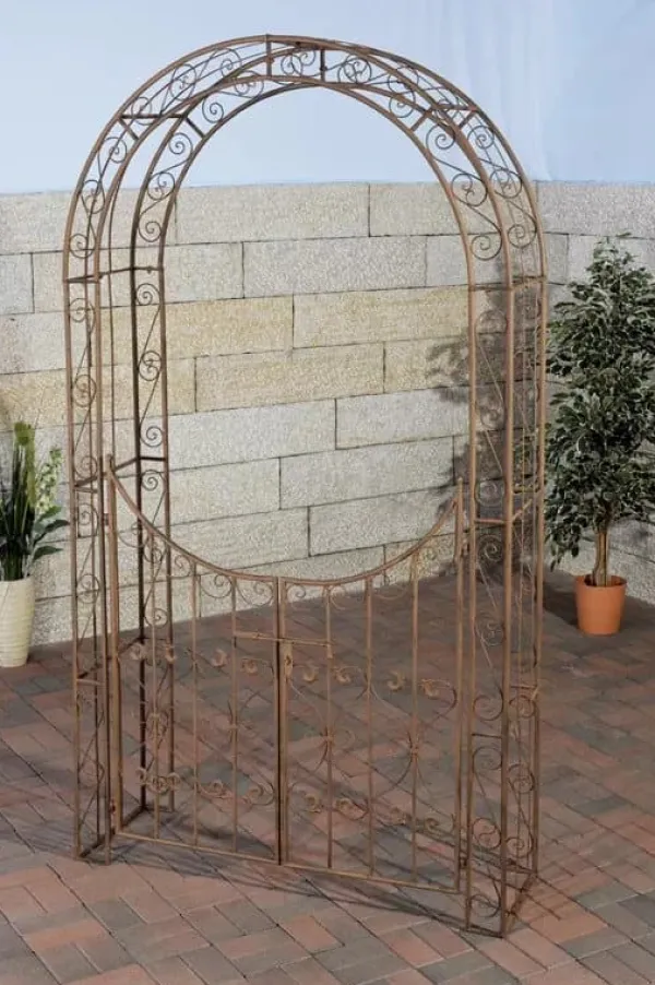 Best Sina Antique Brown Metal Rose Arch with Lockable Gate - 235cm Height Buer, Spalier, Lysthuse Uden Tag