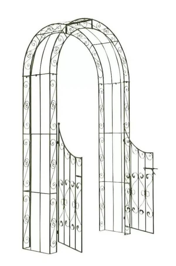 Sale Sina Rose Arch with Gate - Antique Green Metal Garden Trellis for Climbing Plants, Durable and Easy Assembly Buer, Spalier, Lysthuse Uden Tag