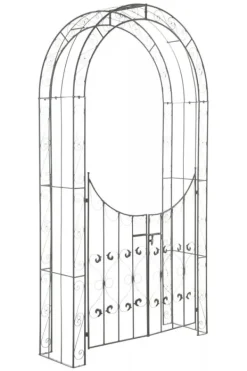 Sale Sina Rose Arch with Gate - Antique Green Metal Garden Trellis for Climbing Plants, Durable and Easy Assembly Buer, Spalier, Lysthuse Uden Tag