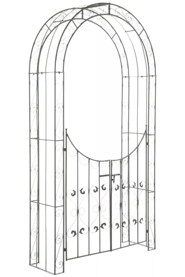 Sale Sina Rose Arch with Gate - Antique Green Metal Garden Trellis for Climbing Plants, Durable and Easy Assembly Buer, Spalier, Lysthuse Uden Tag