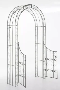 Sale Sina Rose Arch with Gate - Antique Green Metal Garden Trellis for Climbing Plants, Durable and Easy Assembly Buer, Spalier, Lysthuse Uden Tag