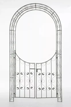 Sale Sina Rose Arch with Gate - Antique Green Metal Garden Trellis for Climbing Plants, Durable and Easy Assembly Buer, Spalier, Lysthuse Uden Tag