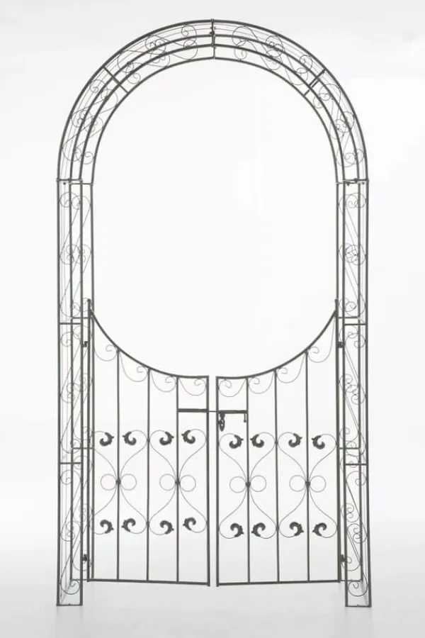Sale Sina Rose Arch with Gate - Antique Green Metal Garden Trellis for Climbing Plants, Durable and Easy Assembly Buer, Spalier, Lysthuse Uden Tag