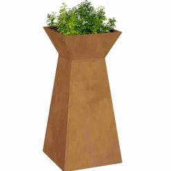Søjle Plantekasse 2 pcs - Trapezoidalt design | Farve: Sølv | Størrelse: 35x35x73 cm Plantestativer