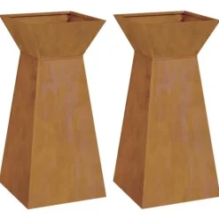 Søjle Plantekasse 2 pcs - Trapezoidalt design | Farve: Sølv | Størrelse: 35x35x73 cm Plantestativer
