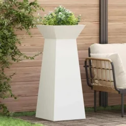 Plantestativer^Søjle Plantekasse 2 stk - Moderne Design i Stål | Størrelse: 40x40x100 cm | Farve: Hvid