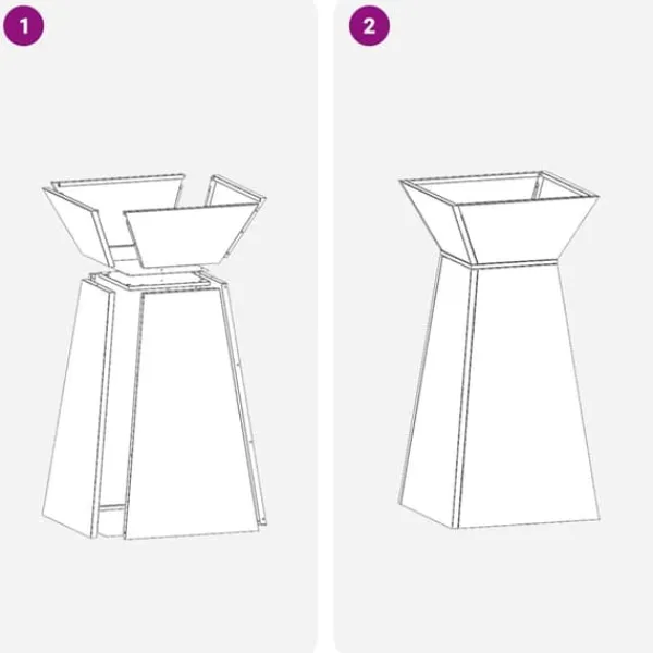 Plantestativer^Søjle Plantekasse 2 stk - Moderne Trapezoidalt Design | Farve: Sølv | Størrelse: 35x35x73 cm