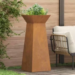 New Søjle Plantekasse i Stål - Moderne Design | Størrelse: 40 x 40 x 100 cm | Farve: Sølv Plantestativer