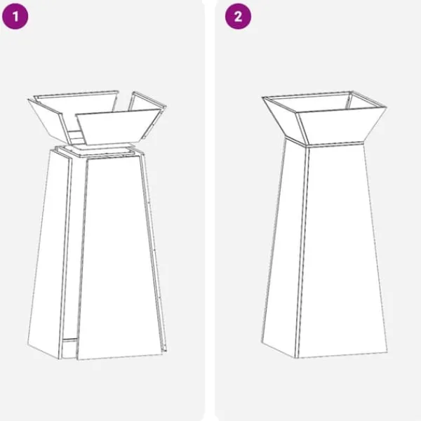 New Søjle Plantekasse i Stål - Moderne Design | Størrelse: 40 x 40 x 100 cm | Farve: Sølv Plantestativer