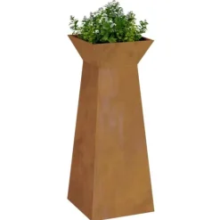 New Søjle Plantekasse i Stål - Moderne Design | Størrelse: 40 x 40 x 100 cm | Farve: Sølv Plantestativer