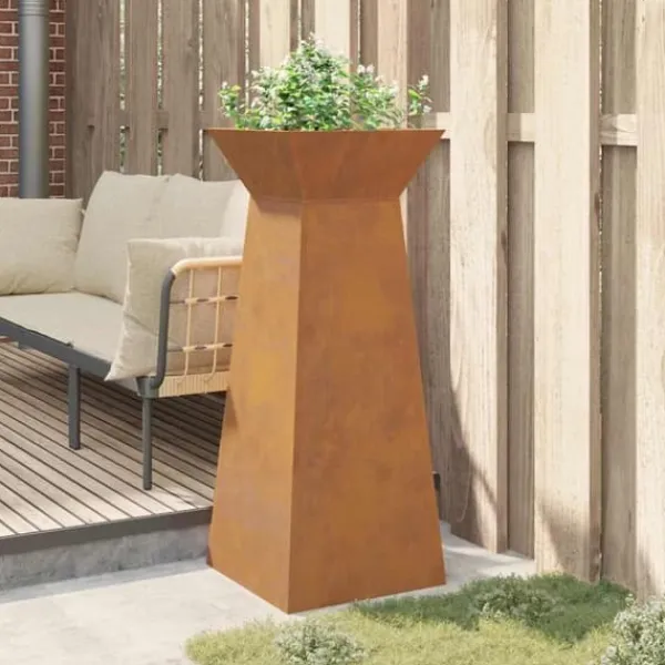 New Søjle Plantekasse i Stål - Moderne Design | Størrelse: 40 x 40 x 100 cm | Farve: Sølv Plantestativer
