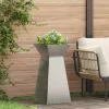 Krukker & Plantebeholdere^Søjle Plantekasse i stål – Moderne trapezoid design | Størrelse: 35x35x73 cm | Farve: Sølv
