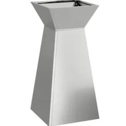 Krukker & Plantebeholdere^Søjle Plantekasse i stål – Moderne trapezoid design | Størrelse: 35x35x73 cm | Farve: Sølv
