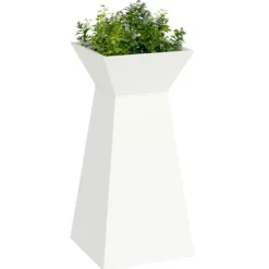 New Søjle Plantekasse i Stål - Trapezoidal Design | Farve: Hvid | Størrelse: 35x35x73 cm Plantestativer