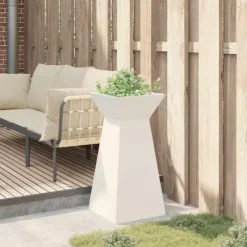 New Søjle Plantekasse i Stål - Trapezoidal Design | Farve: Hvid | Størrelse: 35x35x73 cm Plantestativer