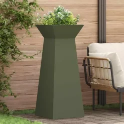 Hot Søjle Plantekasse 2-pak - Trapezoidal Design | Farve: Olivengrøn | Størrelse: 40x40x100 cm Plantestativer