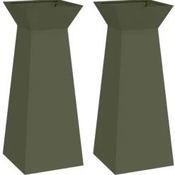 Hot Søjle Plantekasse 2-pak - Trapezoidal Design | Farve: Olivengrøn | Størrelse: 40x40x100 cm Plantestativer