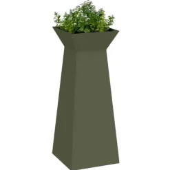 Hot Søjle Plantekasse 2-pak - Trapezoidal Design | Farve: Olivengrøn | Størrelse: 40x40x100 cm Plantestativer