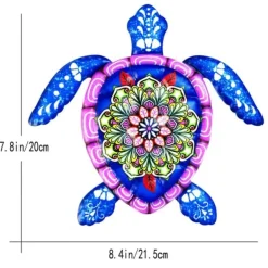 Outlet Skildpadde jern Vægskilt Have Ornament 21,5x20cm - Blå Havedekorationer