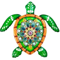 Havedekorationer^Skildpadde jern Vægskilt Have Ornament 21,5x20cm - Grøn