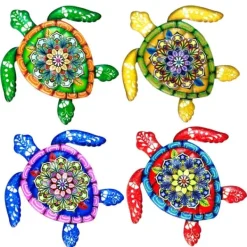 Havedekorationer^Skildpadde jern Vægskilt Have Ornament 21,5x20cm - Grøn