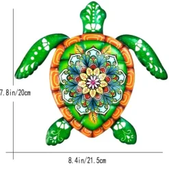 Havedekorationer^Skildpadde jern Vægskilt Have Ornament 21,5x20cm - Grøn