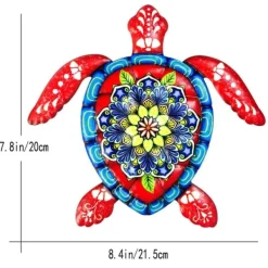 Best Skildpadde jern Vægskilt Have Ornament 21,5x20cm - Rød Havedekorationer