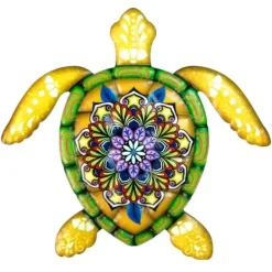 Havedekorationer^Skildpadde jern Vægskilt Have Ornament 21,5x20cm - Gul