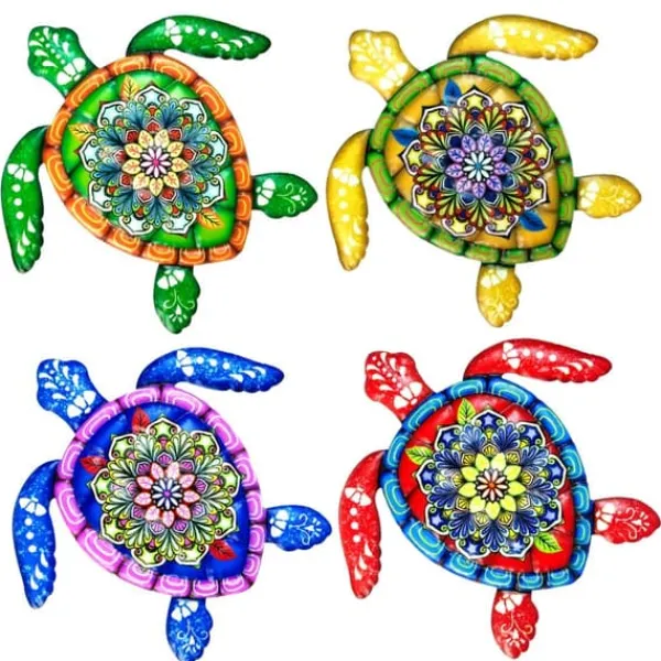 Havedekorationer^Skildpadde jern Vægskilt Have Ornament 21,5x20cm - Gul