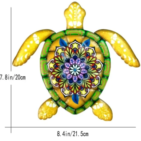 Havedekorationer^Skildpadde jern Vægskilt Have Ornament 21,5x20cm - Gul