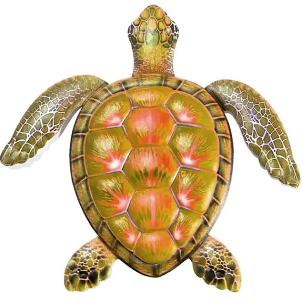 Havedekorationer^Skildpadde Vægskilt Have Ornament 30,3x28x1,8cm - Gul