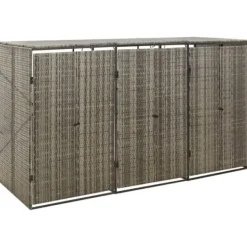 Skjul för tre soptunnor i konstrotting - Trädgårdsförvaring | Färg: Grå | Storlek: 207x80x117 cm Skure, Garager & Carports