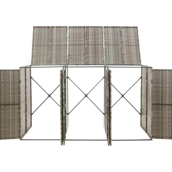 Skjul för tre soptunnor i konstrotting - Trädgårdsförvaring | Färg: Grå | Storlek: 207x80x117 cm Skure, Garager & Carports