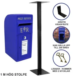 Postkasser & Brevindkast^Skotsk Postkasse med Stander - Blå | MonsterShop