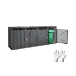 Best Skraldespandsopbevaring, Opbevaringsskur 4 x 52,79 Gal, Rummelig til Skraldespande Skure, Garager & Carports
