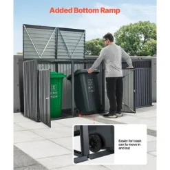 Best Skraldespandsopbevaring, Opbevaringsskur 4 x 52,79 Gal, Rummelig til Skraldespande Skure, Garager & Carports