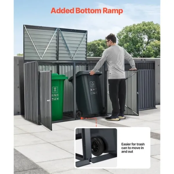 Best Skraldespandsopbevaring, Opbevaringsskur 4 x 52,79 Gal, Rummelig til Skraldespande Skure, Garager & Carports