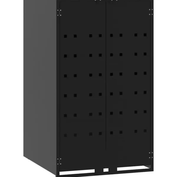 Skure, Garager & Carports^Skraldespandsskjuler i stål - 6 rum | Farve: Sort | Størrelse: 414x79x117 cm