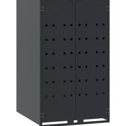 Hot Skraldespandsskjuler i stål med 6 rum - Stabil og vejrbestandig | Størrelse: 414x79x117 cm | Farve: Antracit Skure, Garager & Carports