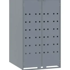 Skure, Garager & Carports^Skraldespandsskjuler i stål 2 rum - Vejrbestandig | Farve: Grå | Størrelse: 138x79x117 cm