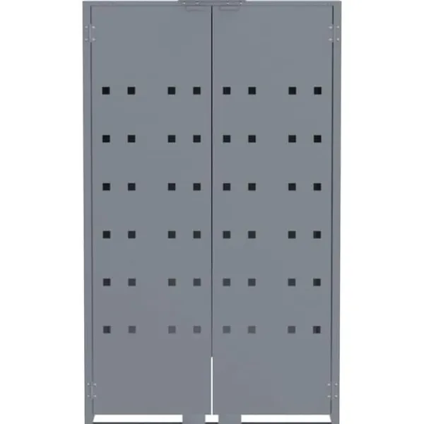 Skure, Garager & Carports^Skraldespandsskjuler i stål 2 rum - Vejrbestandig | Farve: Grå | Størrelse: 138x79x117 cm