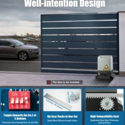 Skure, Garager & Carports^Skridende Portåbner, Effekt 370W, Spænding 220V, Skridende Hastighed 12m/min, Strøm 3A, Vandtæt Vurdering IP44
