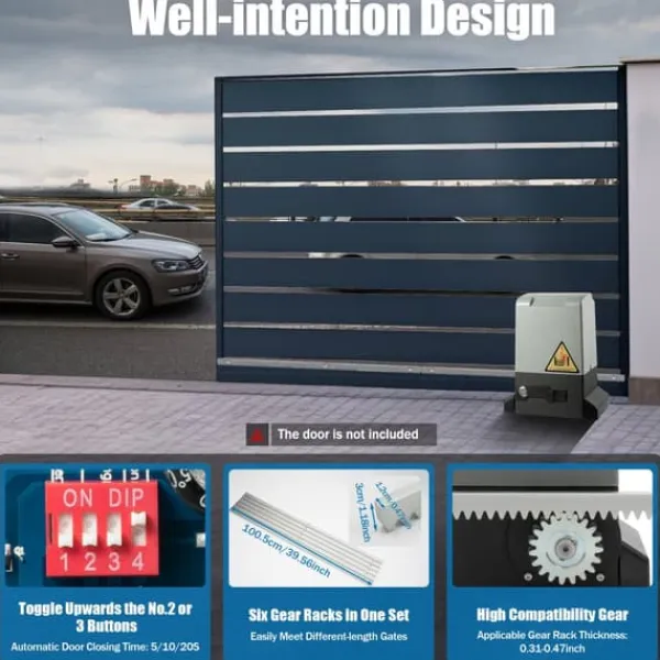 Skure, Garager & Carports^Skridende Portåbner, Effekt 370W, Spænding 220V, Skridende Hastighed 12m/min, Strøm 3A, Vandtæt Vurdering IP44
