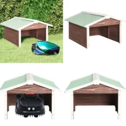 Best Skur til robotplæneklipper 72x87x50 cm fyrretræ brun og hvid - Træskur Til Plæneklipper - Træskure Til Plæneklippere - Home & Living Skure, Garager & Carports