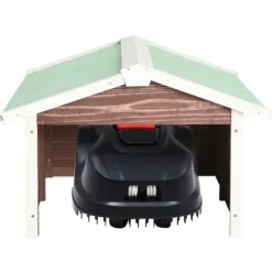 Best Skur til robotplæneklipper 72x87x50 cm fyrretræ brun og hvid - Træskur Til Plæneklipper - Træskure Til Plæneklippere - Home & Living Skure, Garager & Carports