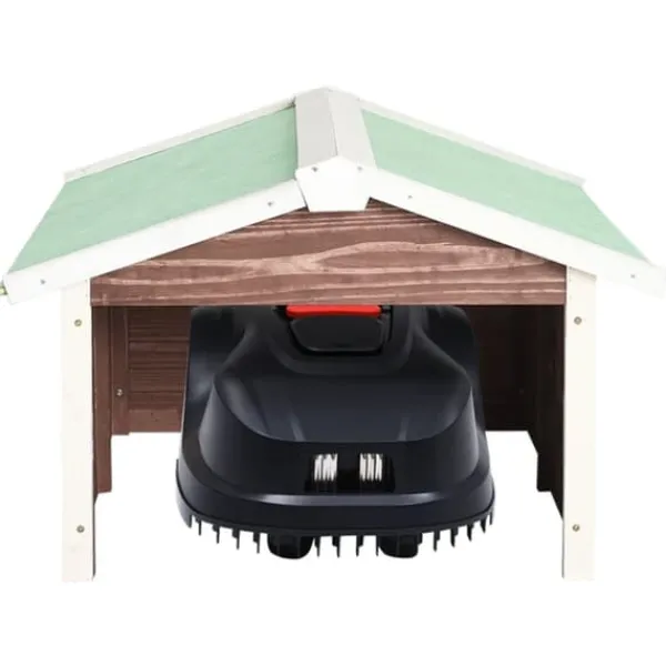 Best Skur til robotplæneklipper 72x87x50 cm fyrretræ brun og hvid - Træskur Til Plæneklipper - Træskure Til Plæneklippere - Home & Living Skure, Garager & Carports